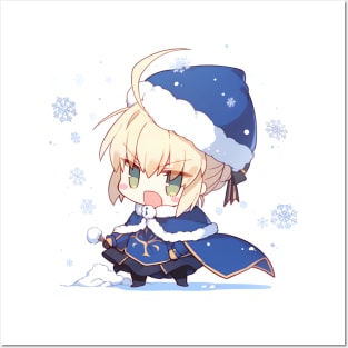 blue saber padoru Posters and Art